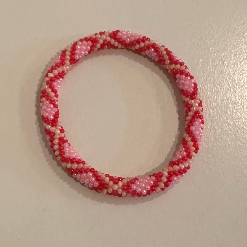 Lily and Laura Pink and Red Beaded Bracelet